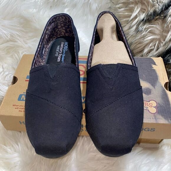 Skechers BOBS Peace & Love Black Canvas Slip-On Shoes Womens Size 9.5/39.5U wide - Picture 5 of 11